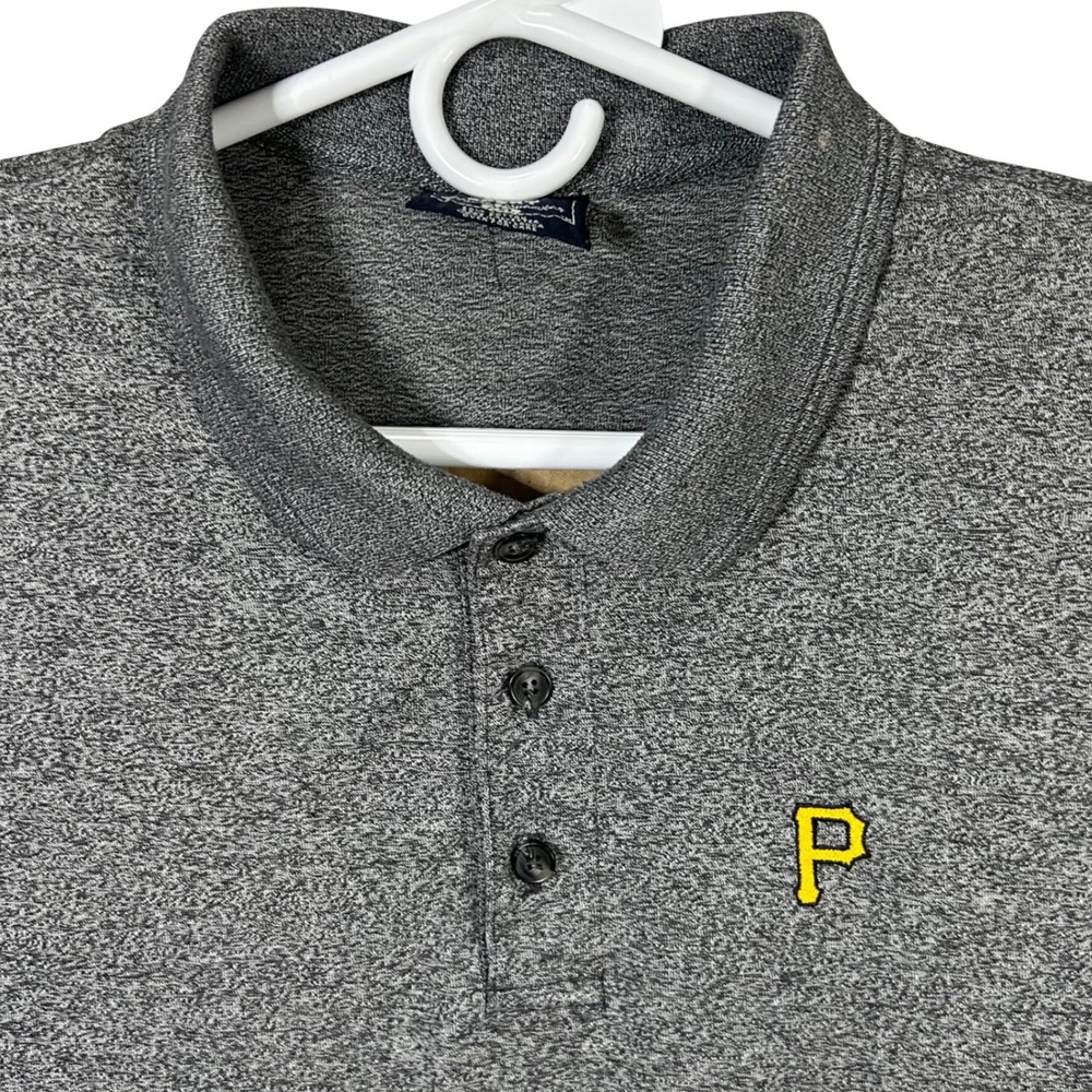 Vintage Lee Sport Mens 2XL Gray Pittsburgh Pirates Polo Shirt Casual